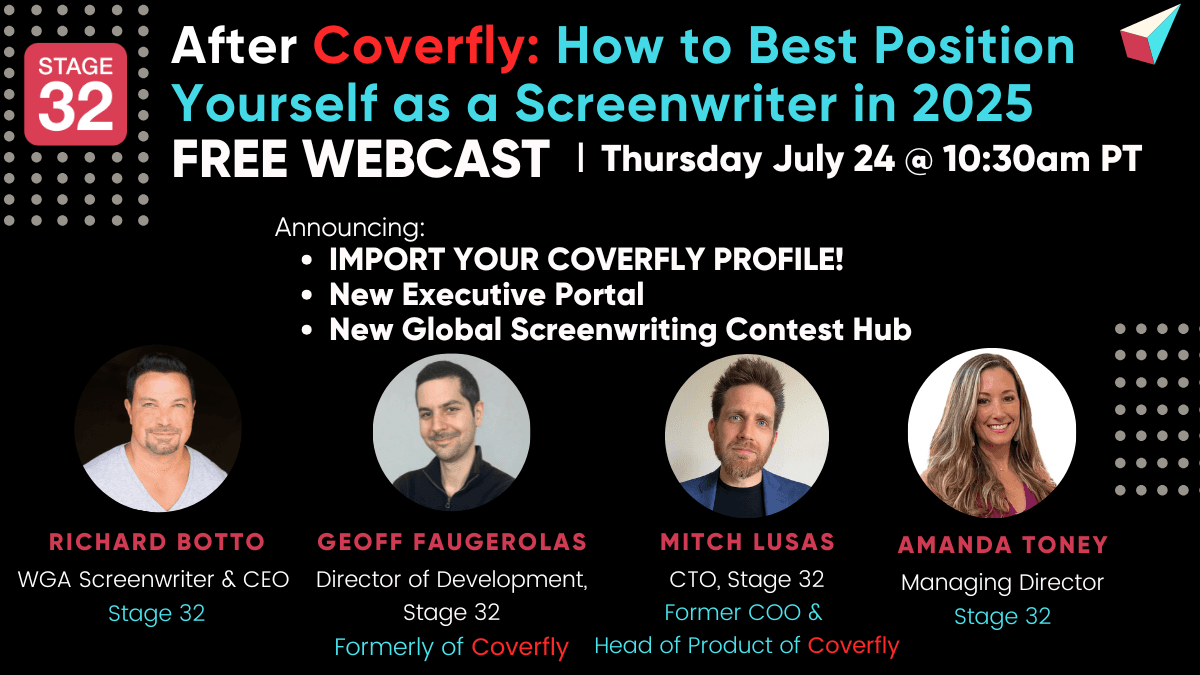 Free Screenwriting webinar  Import Your Coverfly Profile New Executive Portal  More
