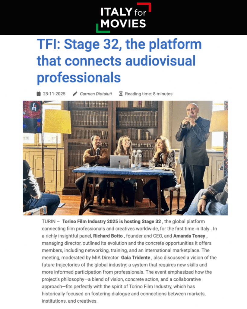 Stage 32 Featured at the 43rd Torino Film Festival