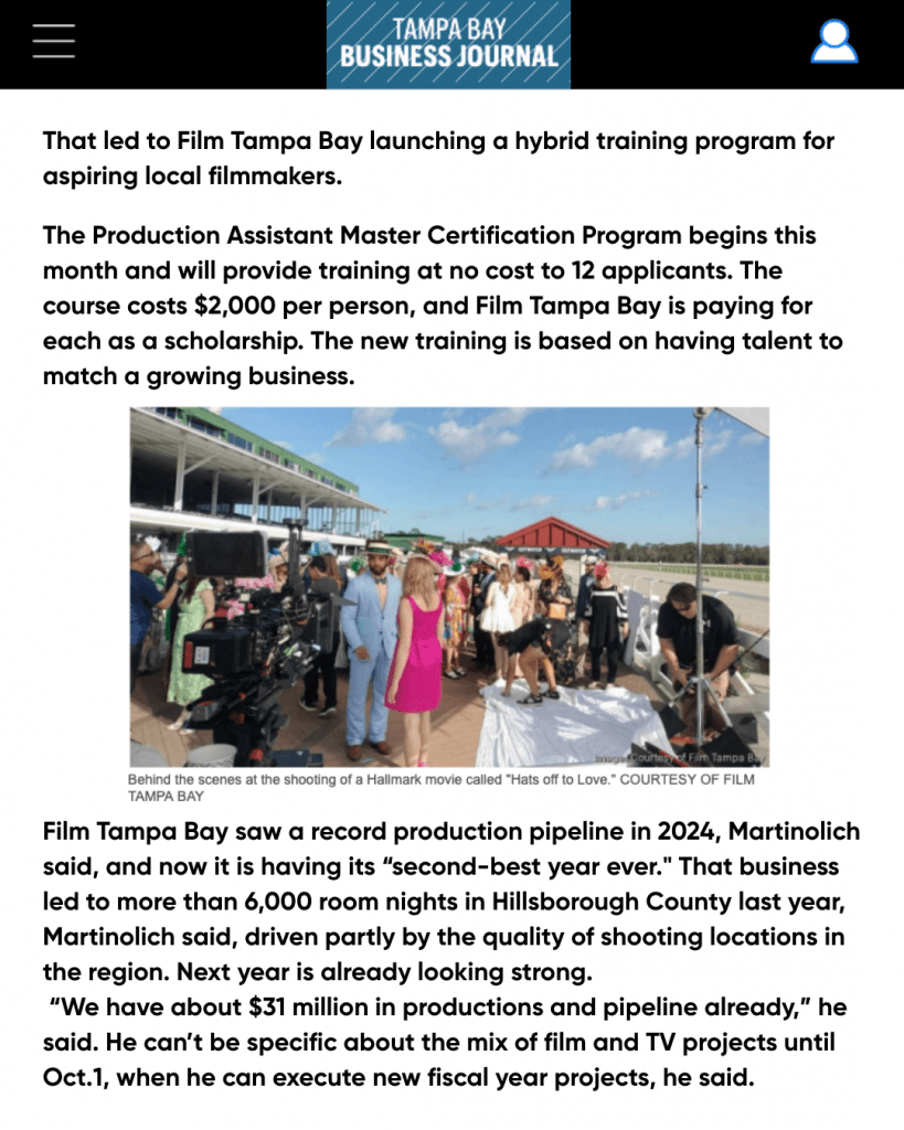 Stage 32 Now Certifying Film Tampa Bay