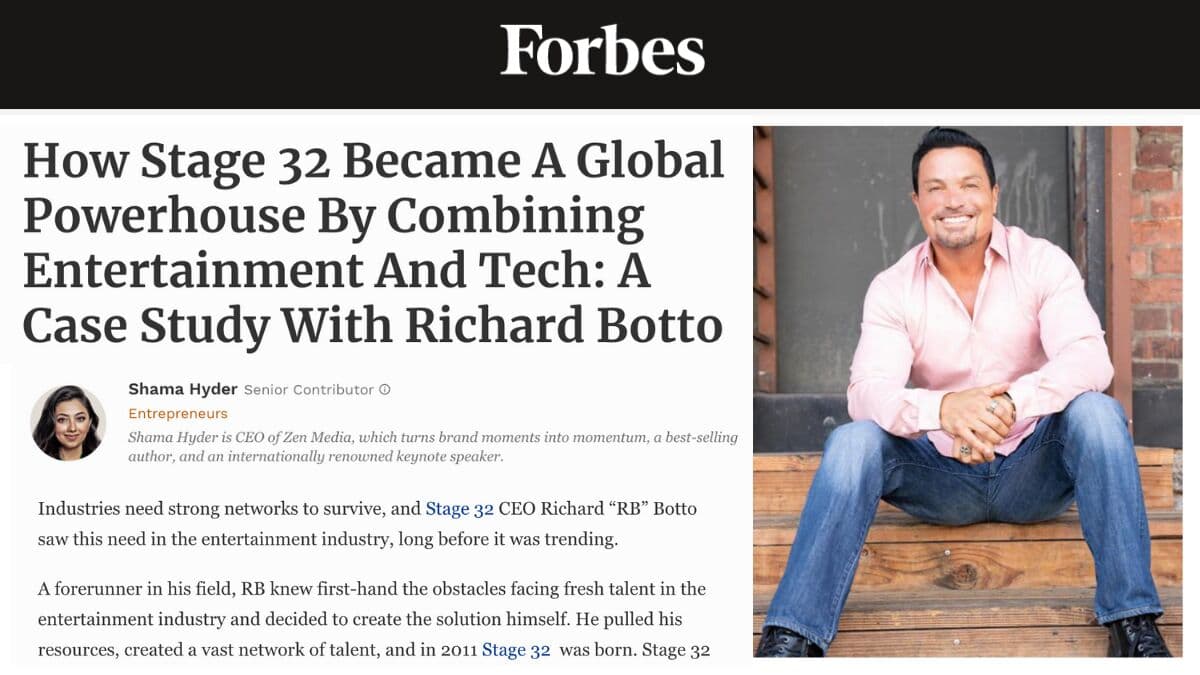 In the News: How Stage 32 Became A Global Powerhouse By Combining Entertainment And Tech