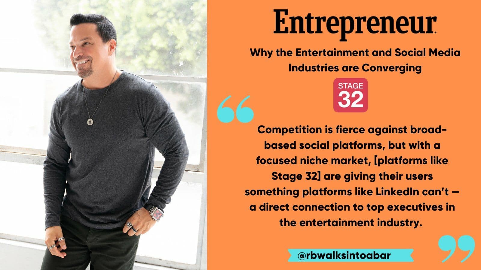 Stage 32 Featured in Entrepreneur Magazine: The Revolution Continues!