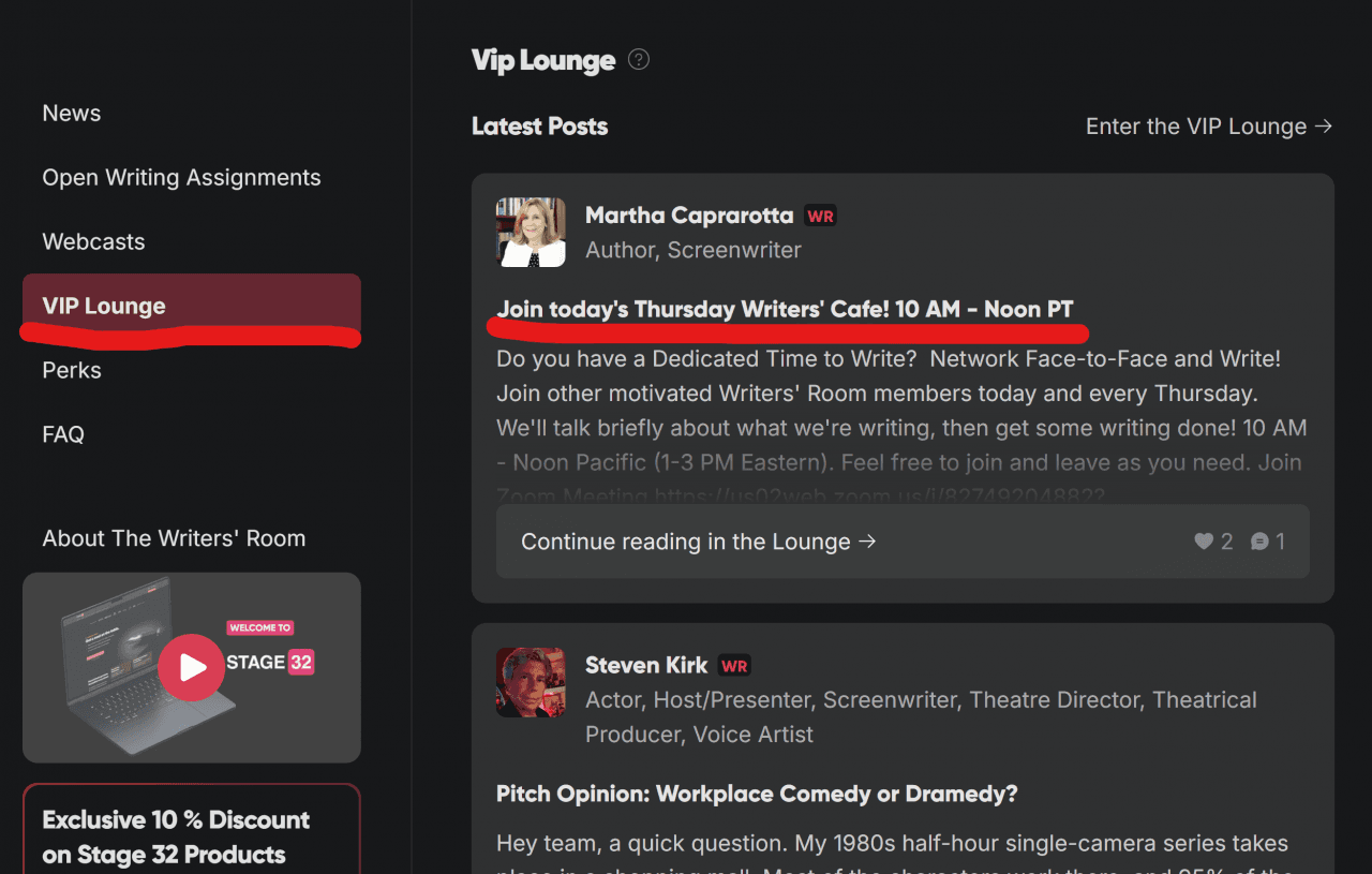 The Stage 32 Writers Room Community The Power of MemberRun Events